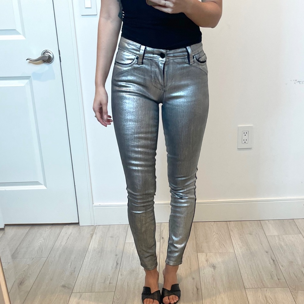 Paige Metallic Silver Jeans